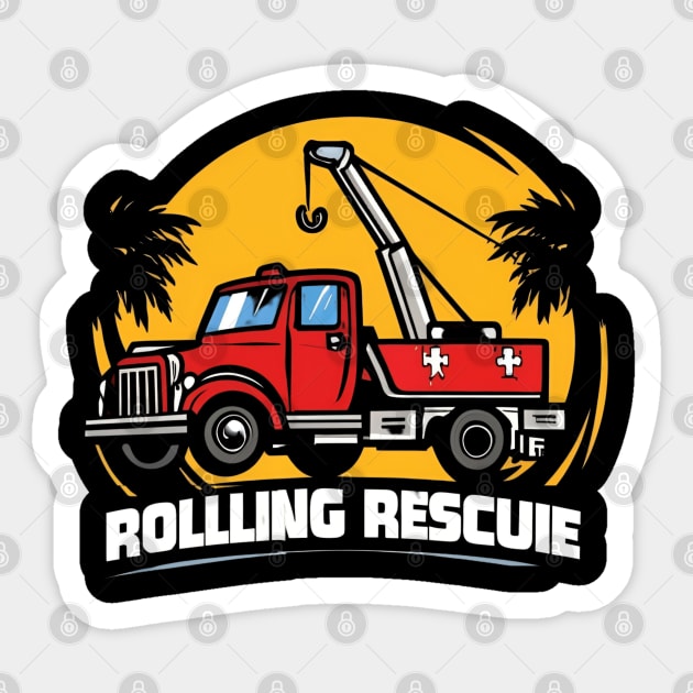 Tow Truck Rolling Rescue Sticker by NomiCrafts